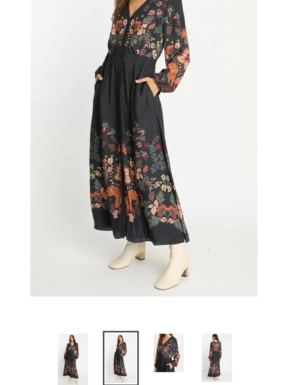 Caballero Floral Black Maxi Dress with Pockets